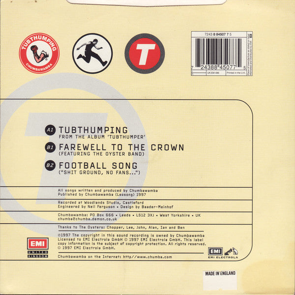 Chumbawamba – Tubthumping 7" vinyl record, image 2 of 4