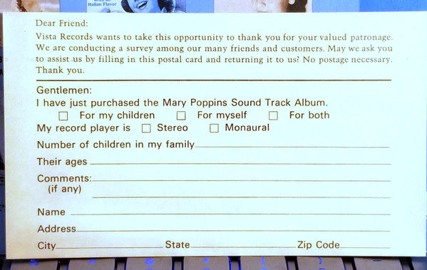 Various – Mary Poppins: Original Cast Soundtrack LP vinyl record, image 7 of 8