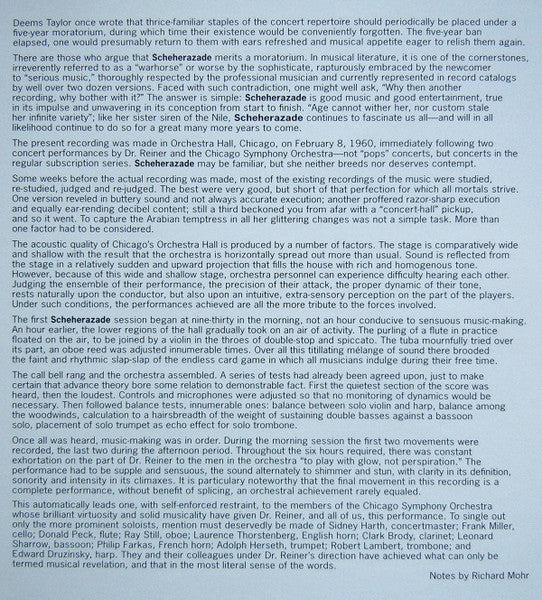 Nikolai Rimsky-Korsakov, Fritz Reiner, Chicago Symphony Orchestra – Scheherazade LP vinyl record, image 7 of 10