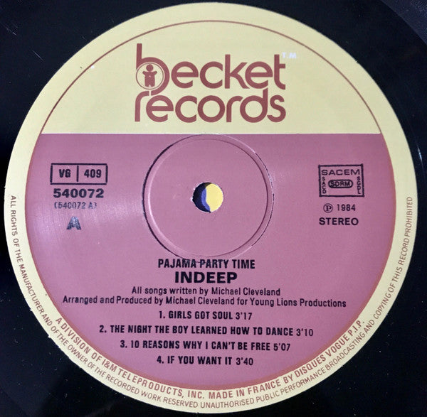 Indeep – Pajama Party Time LP vinyl record, image 3 of 4