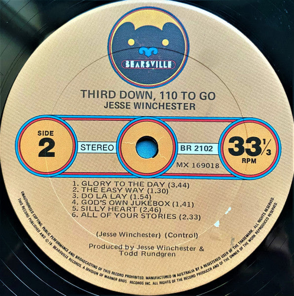 Jesse Winchester – Third Down, 110 To Go LP vinyl record, image 7 of 7