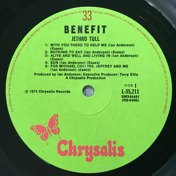 Jethro Tull – Benefit LP vinyl record, image 3 of 4