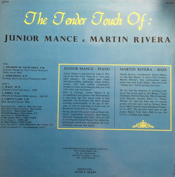 Junior Mance, Martin Rivera – The Tender Touch Of Junior Mance & Martin Rivera (Duo) LP vinyl record, image 2 of 5