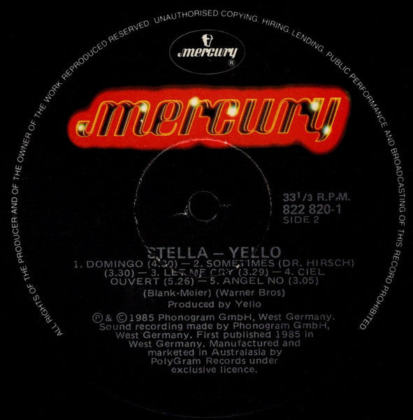 Yello – Stella LP vinyl record, image 4 of 6
