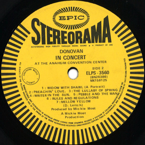 Donovan – Donovan In Concert LP vinyl record, image 4 of 4