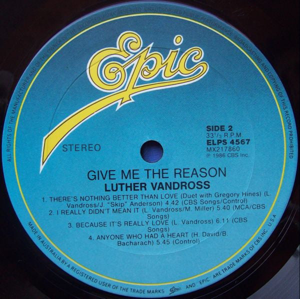 Luther Vandross – Give Me The Reason LP vinyl record, image 6 of 6