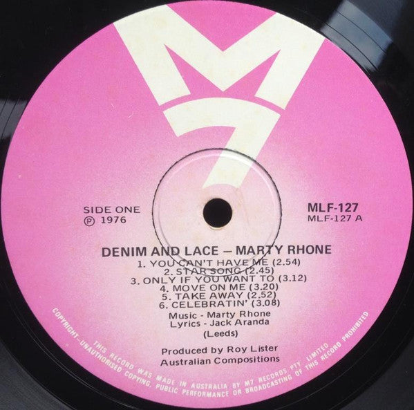 Marty Rhone – Denim And Lace LP vinyl record, image 3 of 4