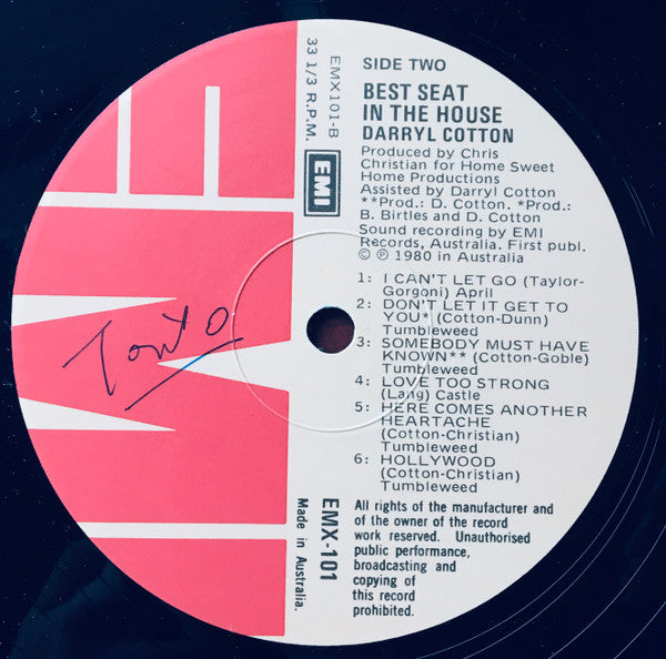 Darryl Cotton – Best Seat In The House LP vinyl record, image 4 of 4