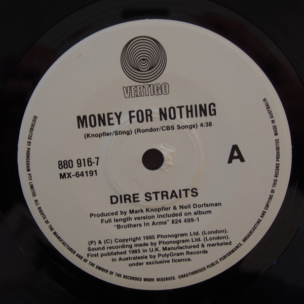 Dire Straits – Money For Nothing 7" vinyl record, image 3 of 4