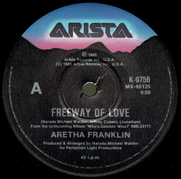 Aretha Franklin – Freeway Of Love 7" vinyl record, image 1 of 2