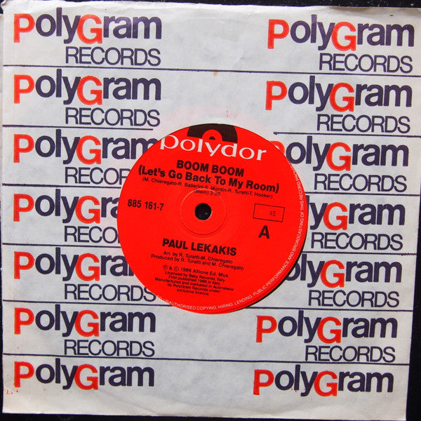 Paul Lekakis – Boom Boom (Let's Go Back To My Room) 7" vinyl record, image 3 of 3