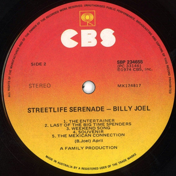 Billy Joel – Streetlife Serenade LP vinyl record, image 4 of 4