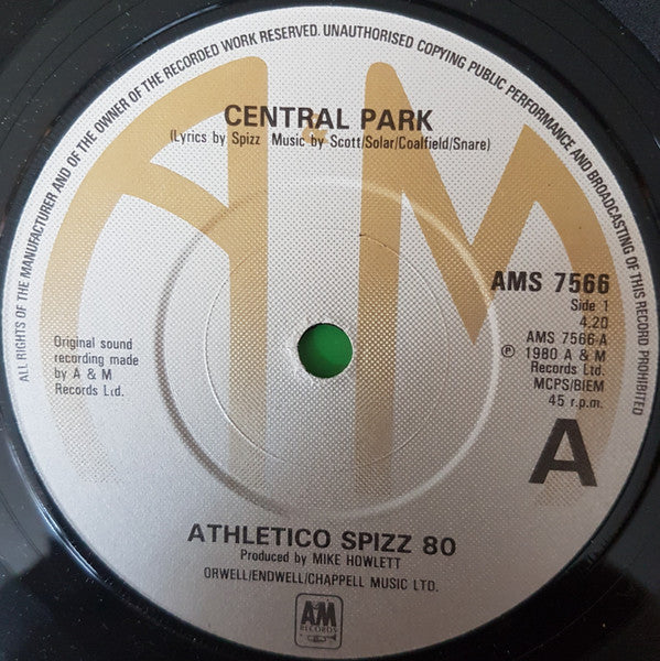 Athletico Spizz 80 – Central Park 7" vinyl record, image 3 of 4