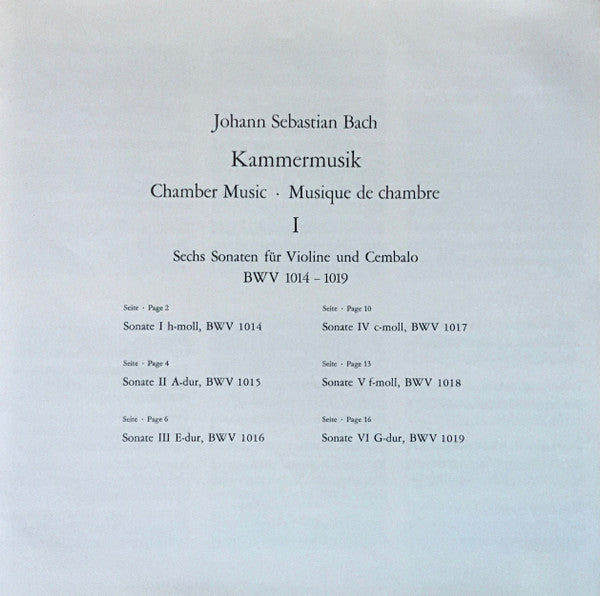 Johann Sebastian Bach, Nikolaus Harnoncourt – Kammermusik (Chamber Music · Musique De Chambre) Vol. 1: 6 Violinsonaten, BWV 1014-1019 (2xLP) LP vinyl record, image 9 of 10