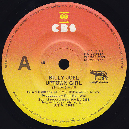 Billy Joel – Uptown Girl 7" vinyl record, image 1 of 2