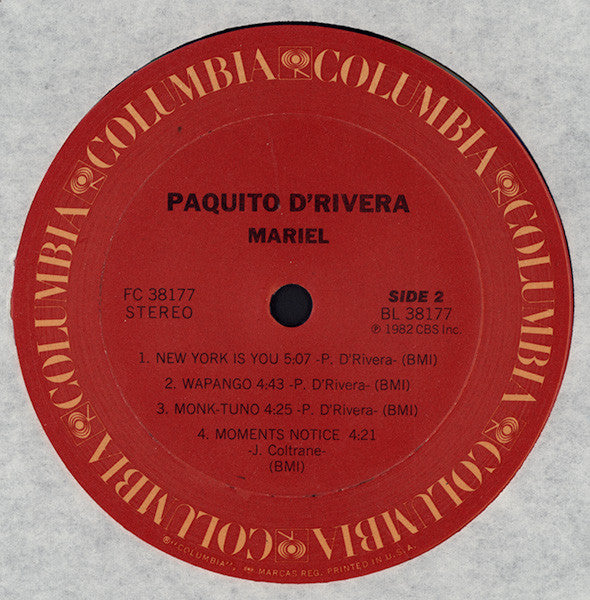 Paquito D'Rivera – Mariel LP vinyl record, image 4 of 5