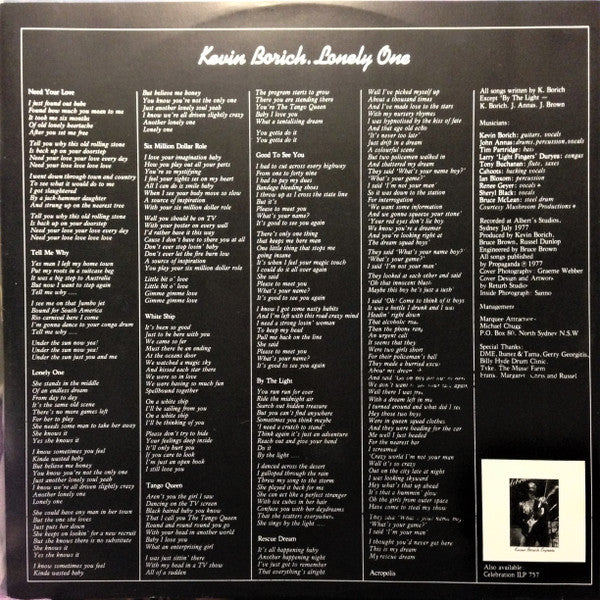Kevin Borich – Lonely One LP vinyl record, image 3 of 6