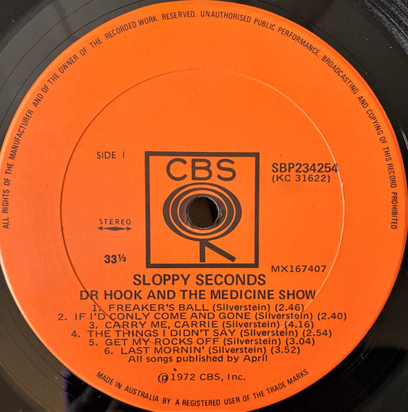 Dr. Hook & The Medicine Show – Sloppy Seconds LP vinyl record, image 4 of 5