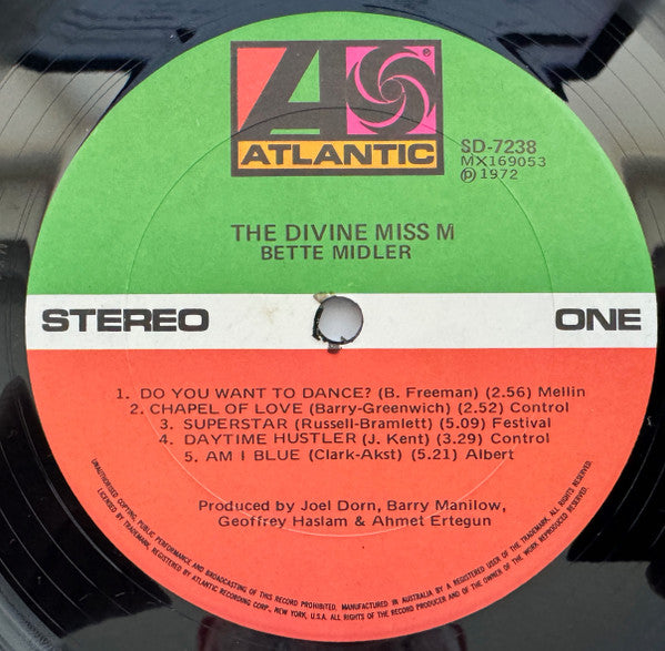 Bette Midler – The Divine Miss M LP vinyl record, image 3 of 4