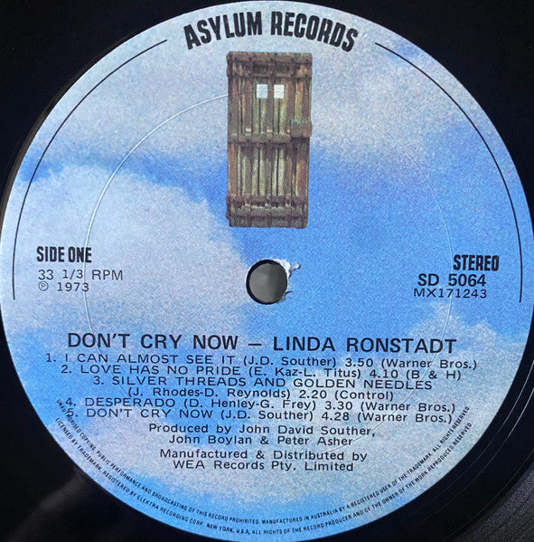 Linda Ronstadt – Don't Cry Now LP vinyl record, image 7 of 8