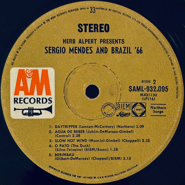 Herb Alpert, Sérgio Mendes & Brasil '66 – Herb Alpert Presents Sergio Mendes & Brasil '66 LP vinyl record, image 4 of 4