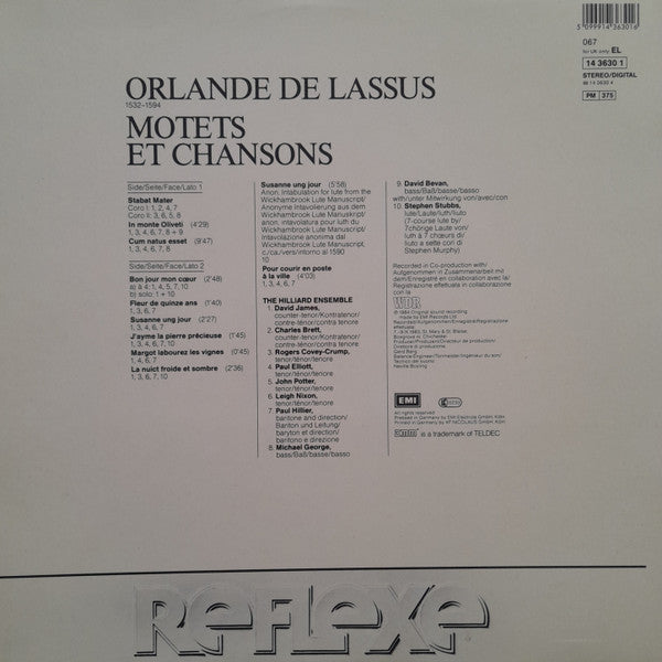 Roland de Lassus, The Hilliard Ensemble – Motets Et Chansons LP vinyl record, image 2 of 6