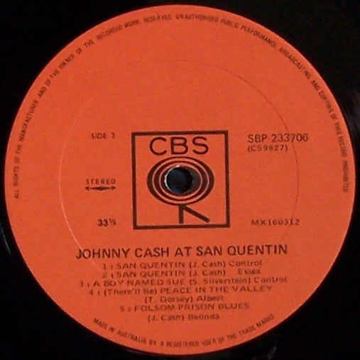 Johnny Cash – Johnny Cash At San Quentin LP vinyl record, image 4 of 4