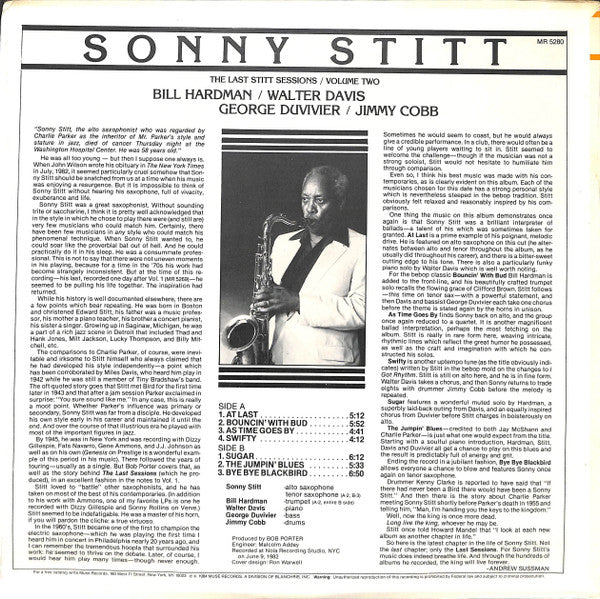 Sonny Stitt – The Last Stitt Sessions, Vol. 2 LP vinyl record, image 2 of 5