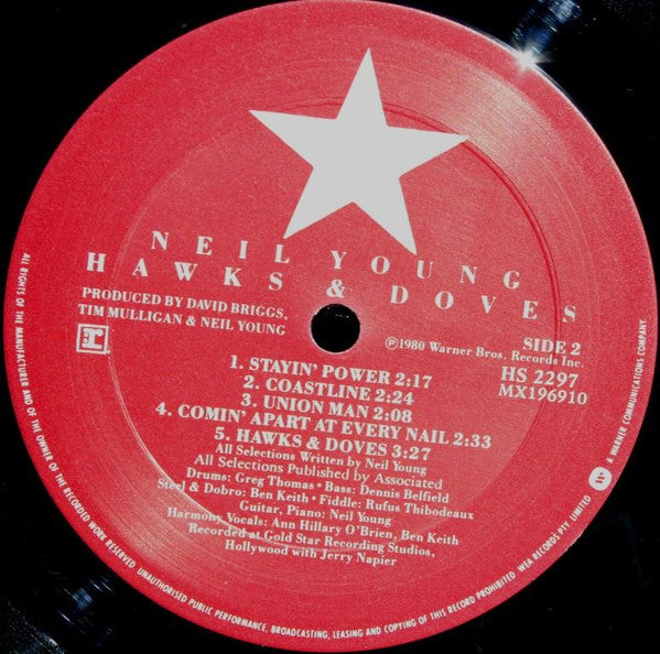 Neil Young – Hawks & Doves LP vinyl record, image 5 of 5