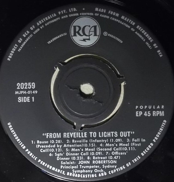 John Robertson – From Reveille To Lights Out 7" vinyl record, image 2 of 3