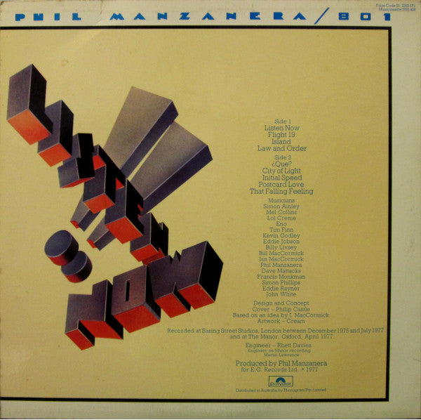 Phil Manzanera, 801 – Listen Now LP vinyl record, image 2 of 8