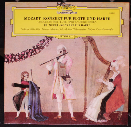 Wolfgang Amadeus Mozart, Carl Reinecke, Karlheinz Zöller, Nicanor Zabaleta, Berliner Philharmoniker, Ernst Märzendorfer – Konzert Für Flöte Und Harfe • Konzert Für Harfe LP vinyl record, image 1 of 4