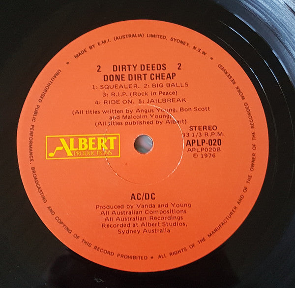 AC/DC – Dirty Deeds Done Dirt Cheap LP vinyl record, image 4 of 4