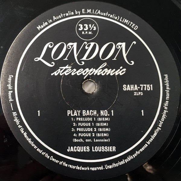 Jacques Loussier, Christian Garros, Pierre Michelot – Play Bach No. 1 LP vinyl record, image 3 of 4