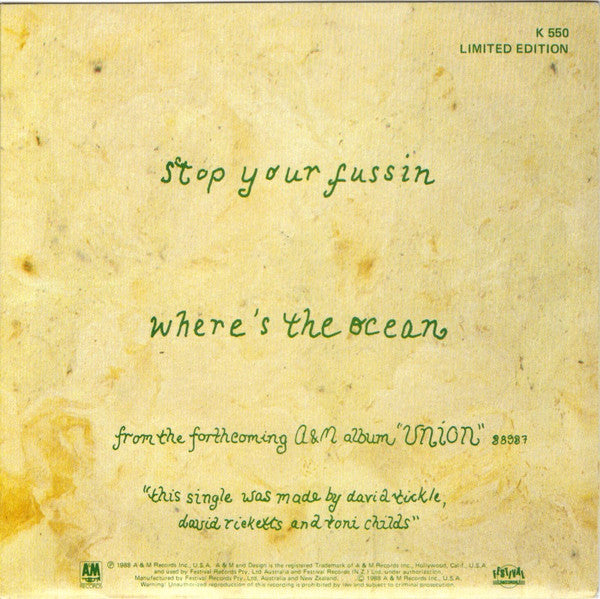 Toni Childs – Stop Your Fussin' 7" vinyl record, image 2 of 4
