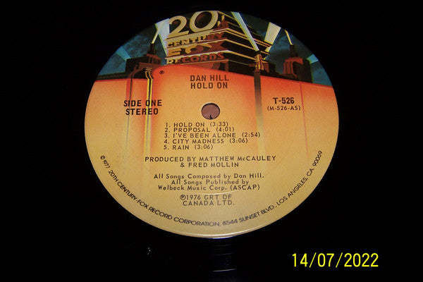 Dan Hill – Hold On LP vinyl record, image 5 of 6
