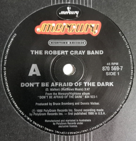 The Robert Cray Band – Don't Be Afraid Of The Dark 7" vinyl record, image 2 of 3