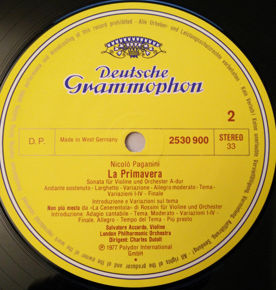 Niccolò Paganini, Salvatore Accardo, London Philharmonic Orchestra, Charles Dutoit – Concerto Per Violino N. 2 »La Campanella« · La Primavera · Non Più Mesta LP vinyl record, image 4 of 4