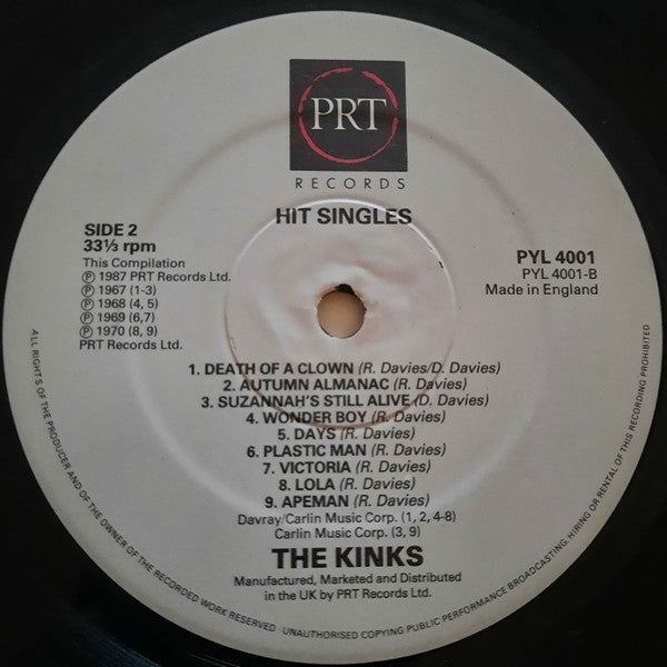 The Kinks – Hit Singles LP vinyl record, image 3 of 3
