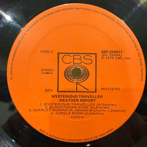 Weather Report – Mysterious Traveller LP vinyl record, image 3 of 3