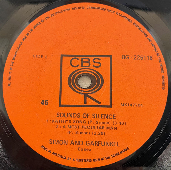Simon & Garfunkel – Sounds Of Silence 7" vinyl record, image 4 of 4