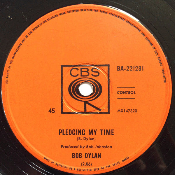 Bob Dylan – Rainy Day Women Nos. 12 & 35 / Pledging My Time 7" vinyl record, image 2 of 3