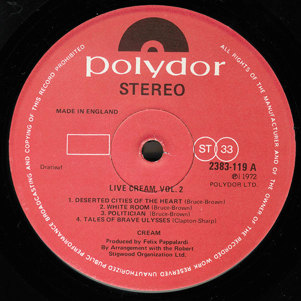 Cream – Live Cream Volume II LP vinyl record, image 3 of 4