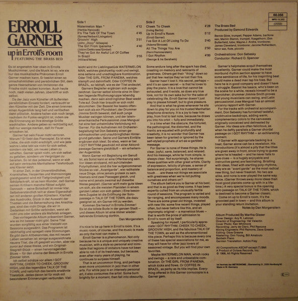 Erroll Garner – Up In Erroll's Room LP vinyl record, image 2 of 4