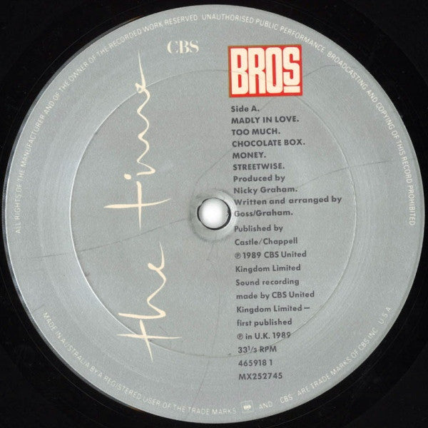Bros – The Time LP vinyl record, image 3 of 4