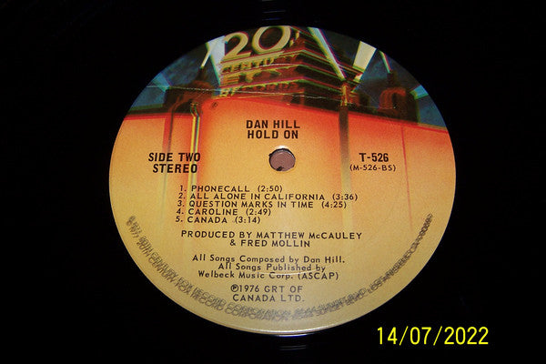 Dan Hill – Hold On LP vinyl record, image 6 of 6