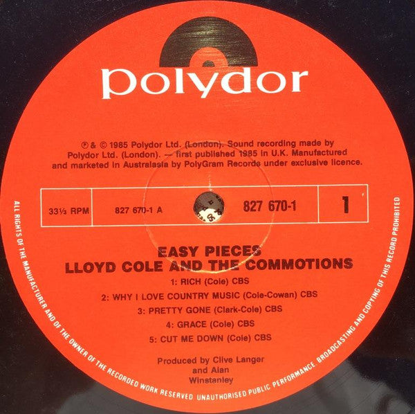 Lloyd Cole & The Commotions – Easy Pieces LP vinyl record, image 3 of 6