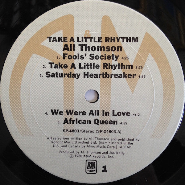 Ali Thomson – Take A Little Rhythm LP vinyl record, image 3 of 4