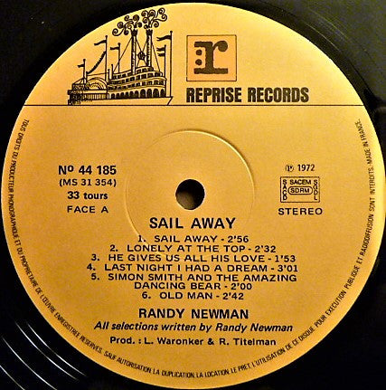 Randy Newman – Sail Away LP vinyl record, image 3 of 6