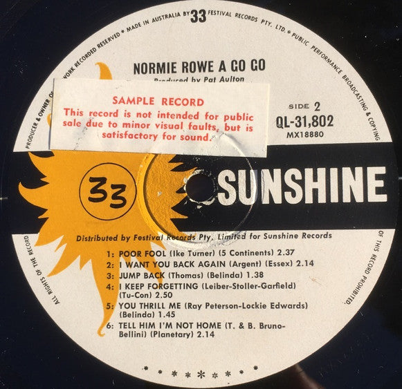 Normie Rowe & The Playboys – Normie Rowe Á Go-Go LP vinyl record, image 5 of 5